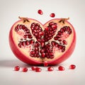 A digitally-rendered image of a pomegranate (Punica granatum) split in half. The fruit Royalty Free Stock Photo