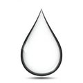 A digitally rendered image of a single, translucent water droplet against a plain white Royalty Free Stock Photo