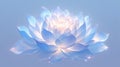 Translucent blue lotus flower radiating a soft glow, with water droplets on its petals, creating a serene and mystical image Royalty Free Stock Photo