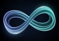 A digitally rendered, luminous infinity symbol displayed against a Royalty Free Stock Photo