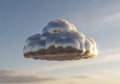 A digitally rendered metallic cloud floats against a serene sky. The cloud has a Royalty Free Stock Photo