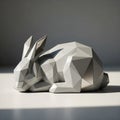 A digitally rendered sculpture of a rabbit in a low-poly art style Royalty Free Stock Photo