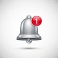 A digitally rendered silver bell icon with a glossy finish, featuring a small loop at the to Royalty Free Stock Photo