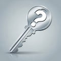 A digitally rendered silver key with an enlarged head shaped like a circle, containing a Royalty Free Stock Photo