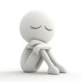 Sad 3D Figure Sitting Alone, Feeling Depressed and Lonely Royalty Free Stock Photo