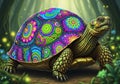 A digitally rendered turtle in a forest setting, featuring an Royalty Free Stock Photo