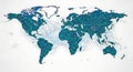 Digital world map displaying a complex global network of interconnected data points and lines Royalty Free Stock Photo