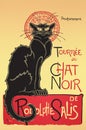 Digitally restored high resolution classic Souvenir with Le Chat Noir or cabaret The Black cat in Paris, Vintage 1896 Poster