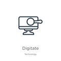 Digitate icon. Thin linear digitate outline icon isolated on white background from technology collection. Line vector sign, symbol