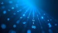 Digitized data streams and number sequences, glowing in an abstract blue background Royalty Free Stock Photo