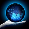 Digitized earth on the male palm Royalty Free Stock Photo