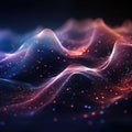 Digits abstract background with connected line and dots, wave flow. Digital neural networks. Network and connection Royalty Free Stock Photo