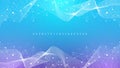 Digits abstract background with connected line and dots, wave flow. Digital neural networks. Network and connection Royalty Free Stock Photo
