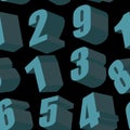 Digits on black background. Vector seamless pattern