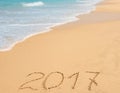 Digits 2017 on the sand Royalty Free Stock Photo