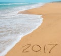 Digits 2017 on the sand Royalty Free Stock Photo