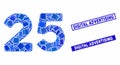 25 Digits Text Mosaic and Distress Rectangle Digital Advertising Stamps Royalty Free Stock Photo