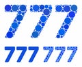 777 digits text Mosaic Icon of Round Dots Royalty Free Stock Photo