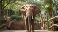 Dignified Harpia Harpyja Elephant Walking In Brazilian Zoo