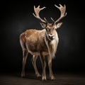 Dignified Reindeer Portrait On Black Background Royalty Free Stock Photo