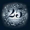 Dignified Silver Laurel 25th Anniversary Emblem Royalty Free Stock Photo