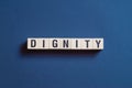 Dignity - word concept on cubes