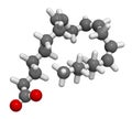 Dihomo-ÃÂ³-linolenic acid DGLA fatty acid molecule. Omega 6-fatty acid that is produced in the body from gamma-linolenic acid. 3D. Royalty Free Stock Photo