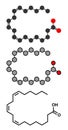 Dihomo-ÃÂ³-linolenic acid (DGLA) fatty acid molecule. Stylized 2D renderings and conventional skeletal formula. Omega 6-fatty acid Royalty Free Stock Photo
