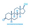 Dihydrotestosterone DHT, androstanolone, stanolone hormone molecule. Skeletal formula. Vector stock illustration Royalty Free Stock Photo