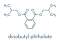 Diisobutyl phthalate DIBP plasticizer molecule. Skeletal formula.