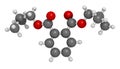 Diisobutyl phthalate (DIBP) plasticizer molecule. 3D rendering. Royalty Free Stock Photo