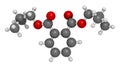 Diisobutyl phthalate (DIBP) plasticizer molecule. 3D rendering.