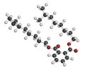 Diisononyl phthalate (DINP) plasticizer molecule. Atoms are represented as spheres with conventional color coding: hydrogen (white