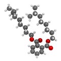 Diisononyl phthalate (DINP) plasticizer molecule. 3D rendering. Atoms are represented as spheres with conventional color coding: