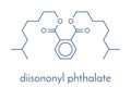 Diisononyl phthalate DINP plasticizer molecule. Skeletal formula.