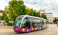 Modern city tram Alstom Citadis 302 in Dijon, France