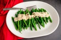 Green Beans with a Dijon-Tahini Sauce and Sesame Seeds Royalty Free Stock Photo