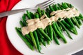 Green Beans with a Dijon-Tahini Sauce and Sesame Seeds Royalty Free Stock Photo
