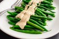 Green Beans with a Dijon-Tahini Sauce and Sesame Seeds Royalty Free Stock Photo