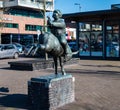 Dik Trom op de ezel statue in Hoofddorp at the marktet square called Dik tromplein. Hoofddorp Royalty Free Stock Photo