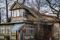 A dilapidated abandoned suburban house in Russias Moscow region