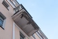 Dilapidated balcony on building in Petropavlovsky Street in Moscow