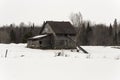 Dilapidated barn in a winter scene Royalty Free Stock Photo