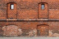 Dilapidated brick buildings on the streets of Liepaja