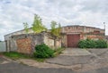 Dilapidated brick buildings on the streets of Liepaja