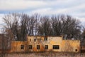 A dilapidated building of an abandoned military unit