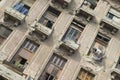 Dilapidated building and apartment windows in Old Havana, Cuba Royalty Free Stock Photo