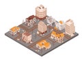 Dilapidated Deserted City Isometric Composition