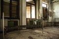 Dilapidated dormitory of an abandoned boarding school
