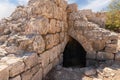 The dilapidated entrance to the fortress wall in the medieval fortress of Nimrod - Qalaat al-Subeiba, located near the border